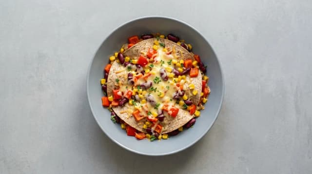 Tortilla zapiekana z warzywami i serem
