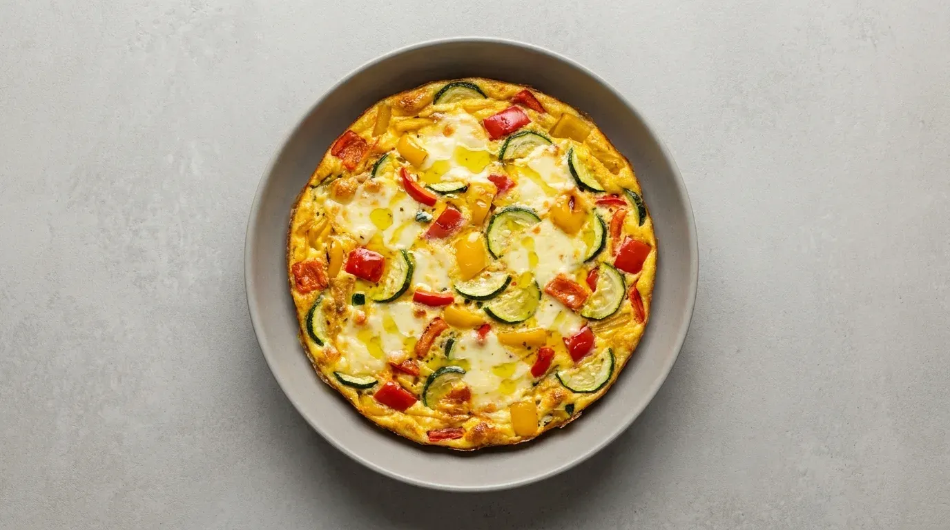 Frittata z papryką, cukinią i mozzarellą