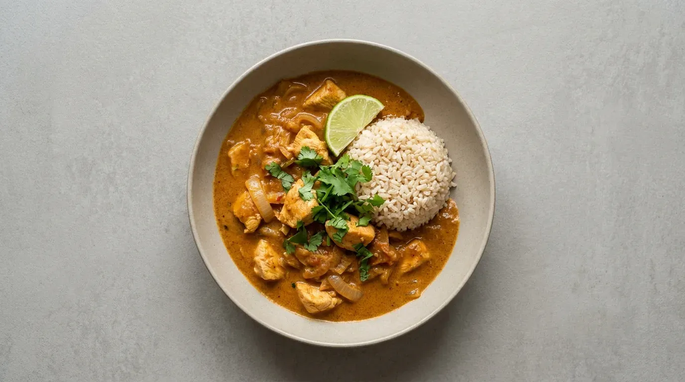 Kurczak w sosie curry z ryżem