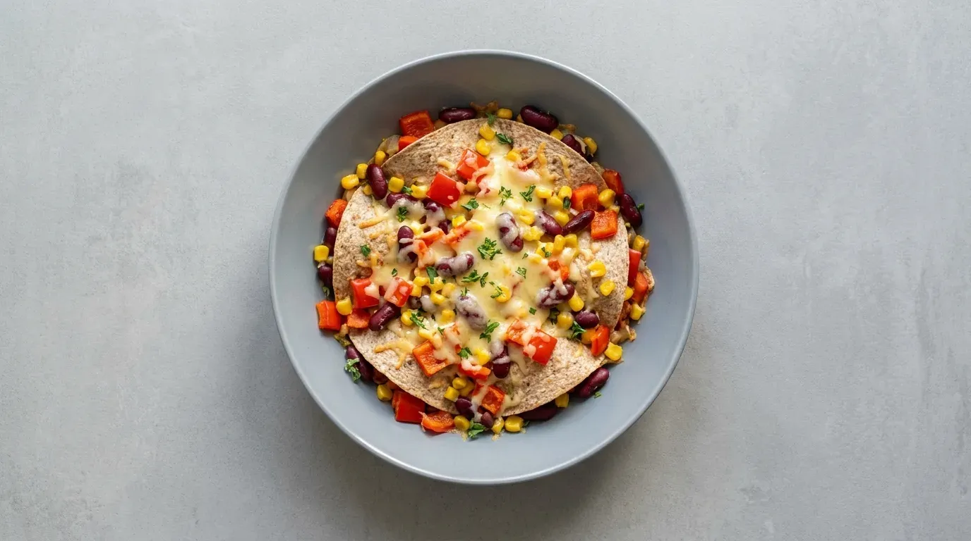 Tortilla zapiekana z warzywami i serem