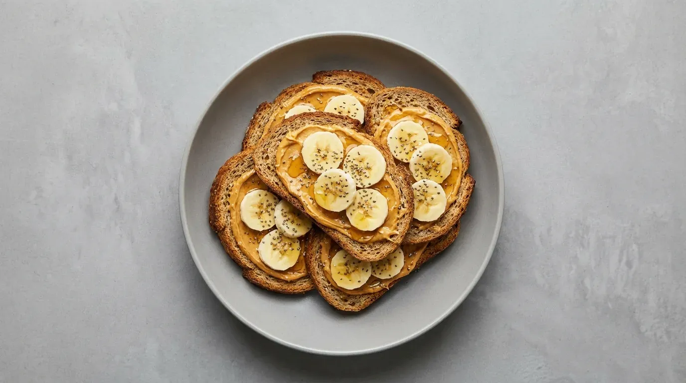Tost pełnoziarnisty z masłem orzechowym i bananem