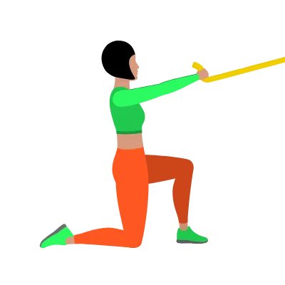 Face pull w klęku jednonóż z gumą oporową